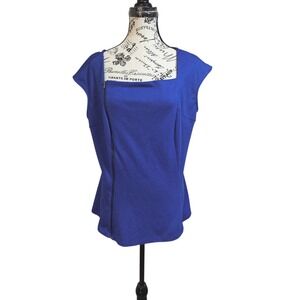 Worthington Royal Blue Asymmetrical‎ Side-Zip Top - XL Modern Minimalist